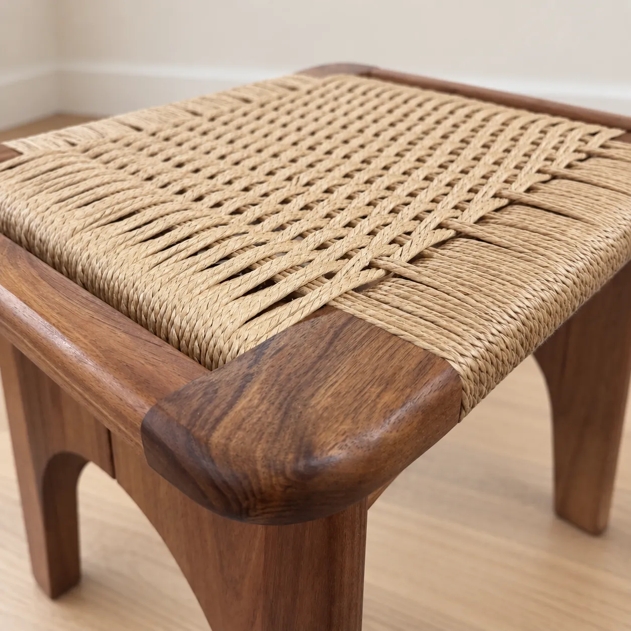 Keira low stool in natural Danish cord beneath a window